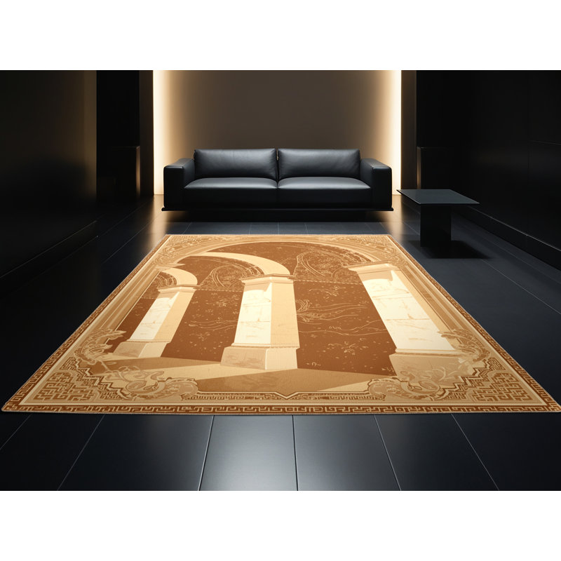 Tapis oriental brun / beige Glendale lavable à la machine, 2x4