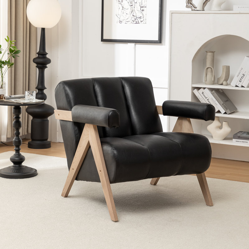 Fauteuil Bula, Similicuir noir, 1