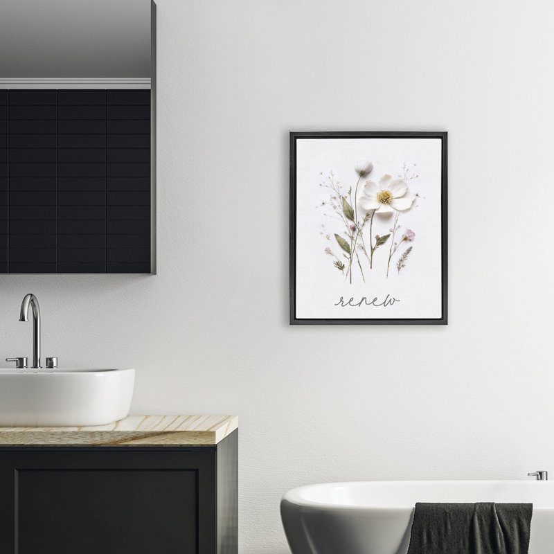 Cadre flottant Pressed Flowers Renew, design par Lettré et doublé, Cadre flottant noir de jais, H 21 po x l 17 po
