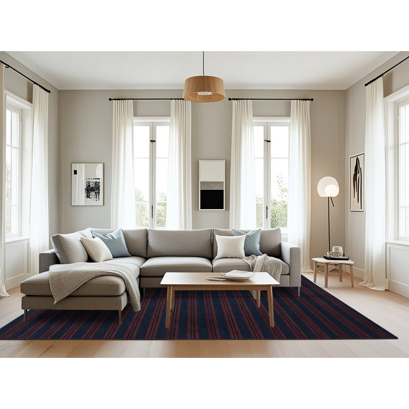 Machine Washable Horizontal Stripes Gray Area Rug, Rectangle 6' x 9'