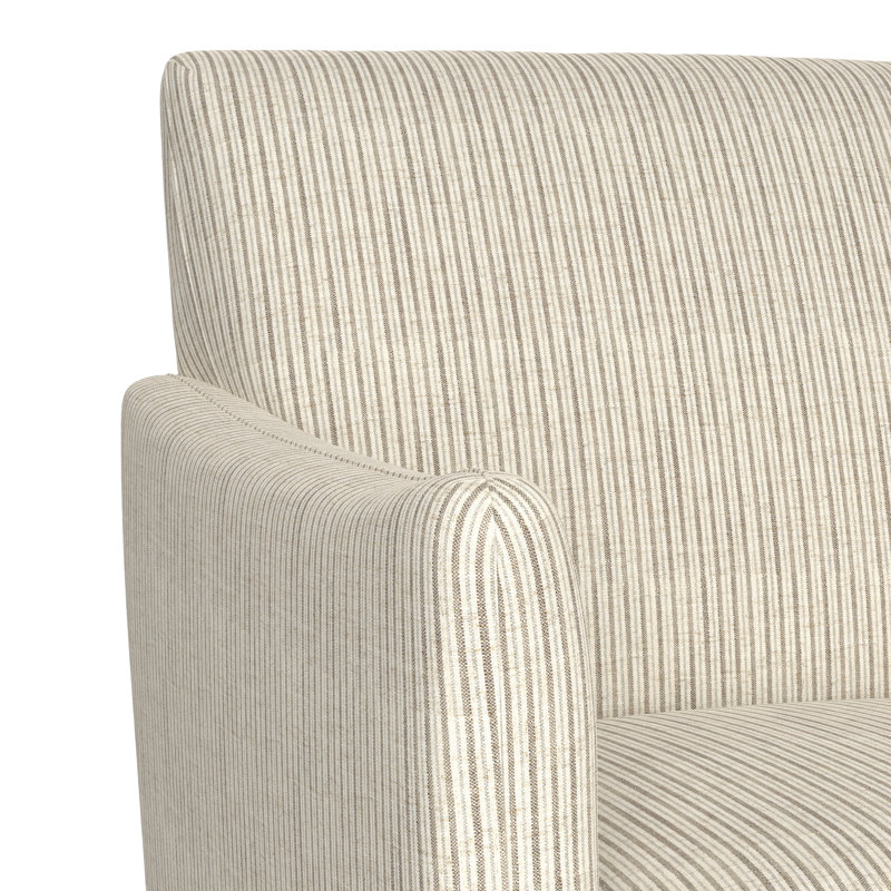 Fauteuil large de 28,3 po Armaghan, Chenille beige cendré rayé
