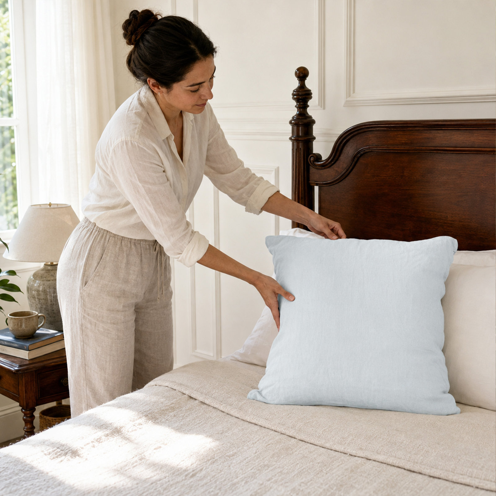 Clara 100% French Linen Accent Pillow, Plein Air