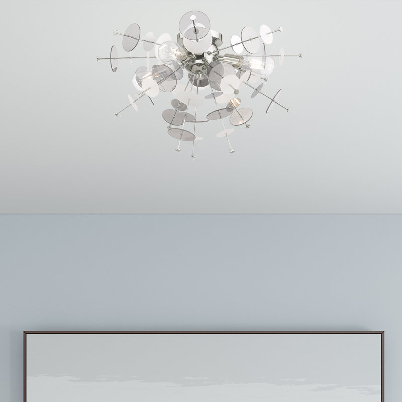 Plafonnier encastré 4 lumières Nichalaus, Chrome poli