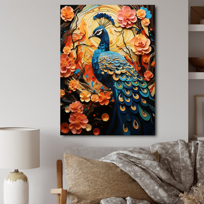 Benedito Peacock Collage, impression sur toile encadrée