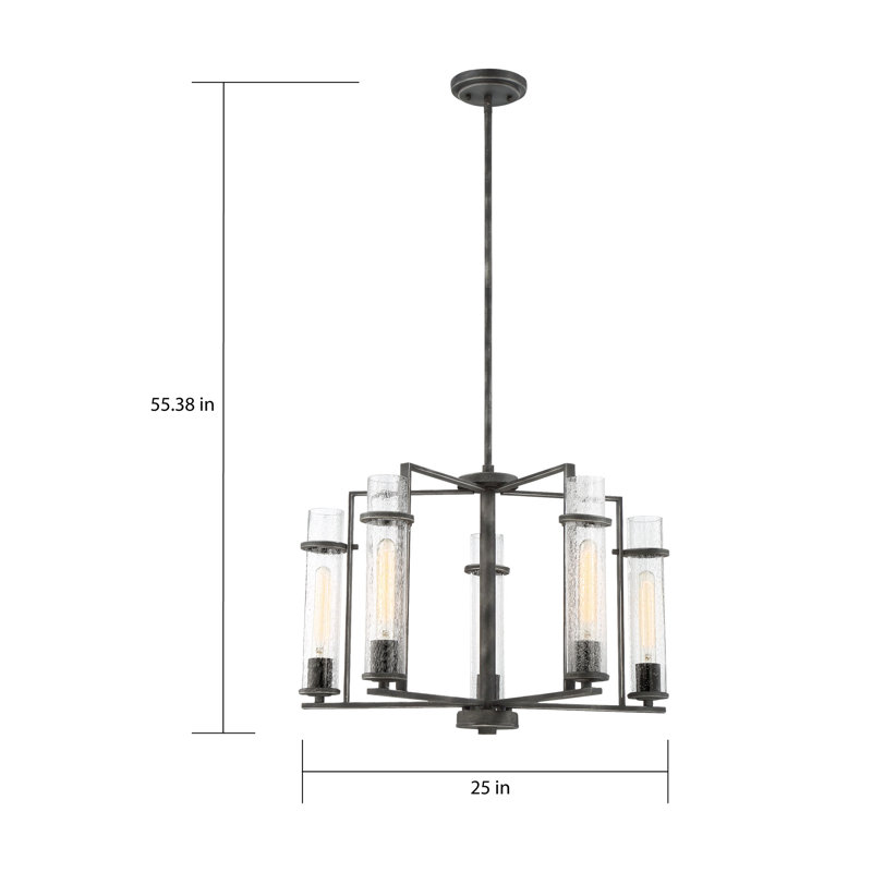 Lustre géométrique à 5 lumières avec abat-jour Orose