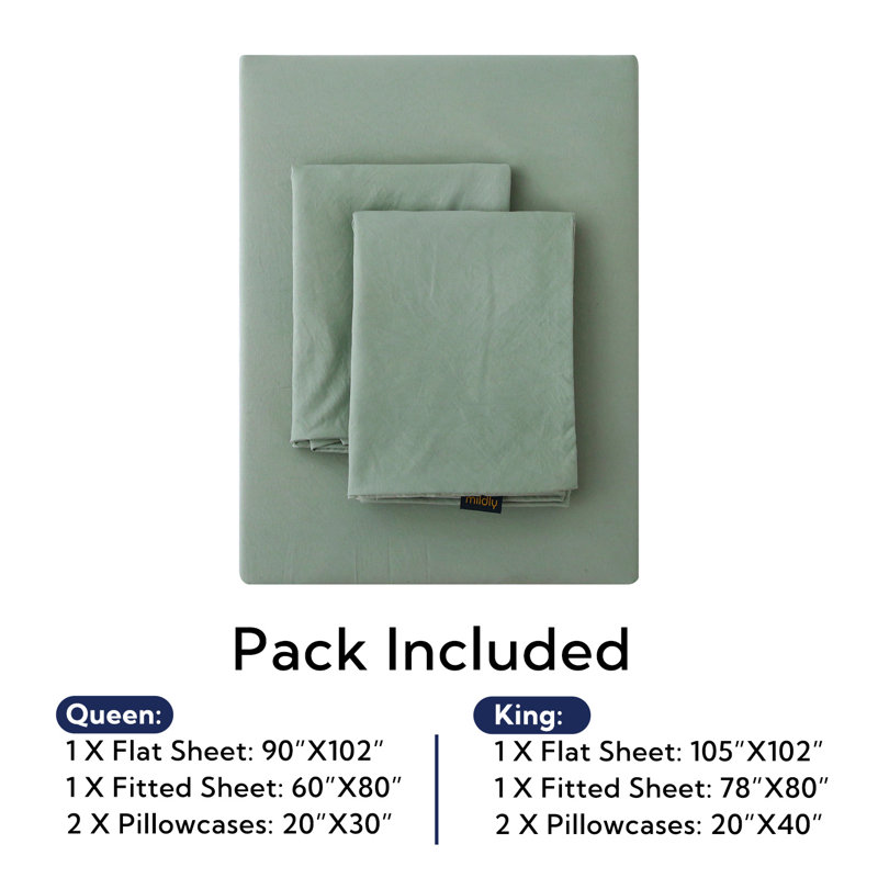 Ensemble de draps Solayne 1800 Series, Ensemble de draps pour très grand lit avec 3 piè, Vert