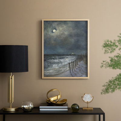 The Beach Fence I Framed Print - Solid Wood