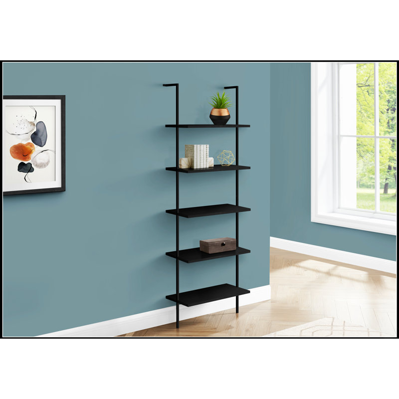 Bibliothèque contemporaine à 5 niveaux avec tablettes ouvertes, idéale pour la vie moderne et l'efficacité du rangement.
