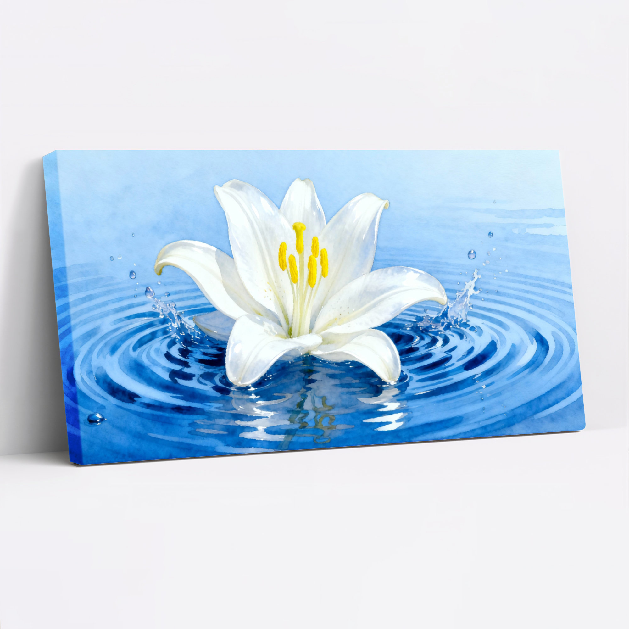 Red Barrel Studio® Lily Flower Water Ripple Canvas Wrapped Wall Art Oil ...