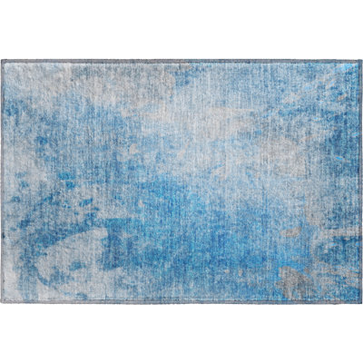 Premium Machine Washable Cerrito AMF562 Blue Rug