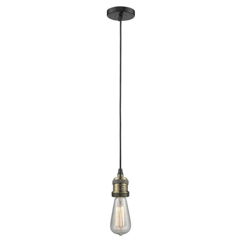 Luminaire suspendu simple à 1 lumière, Laiton antique noir