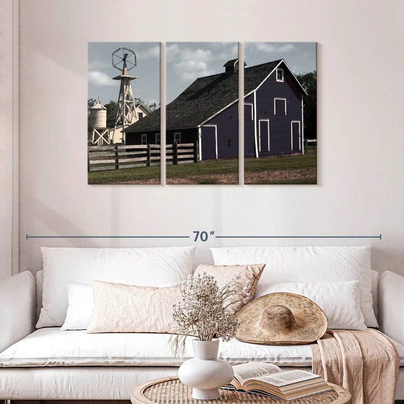 Lilie Blue Barn, 28" H x 45" W