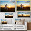 «Man Training Karate In Field At Sunrise», reproduction sur toile-314596885-314596886