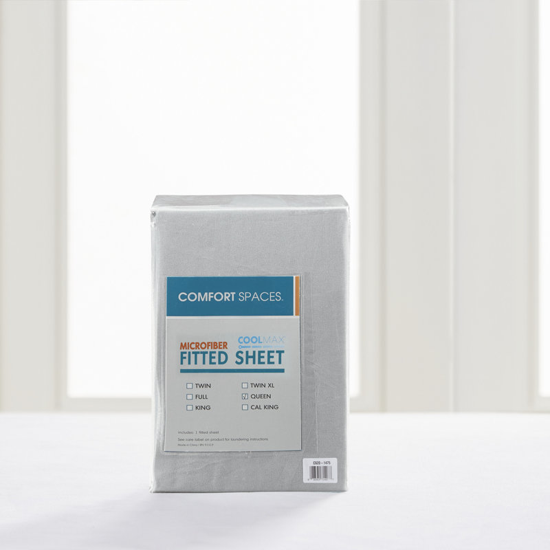Cooling Twin Fitted Sheet, Grey Polyester, Modern Bedding, Sheets & Pillowcases
