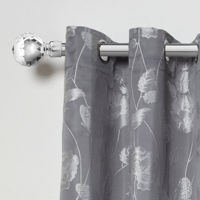 Crystal Adjustable 2cm Single Curtain Pole, 1.6 - 3m, Chrome