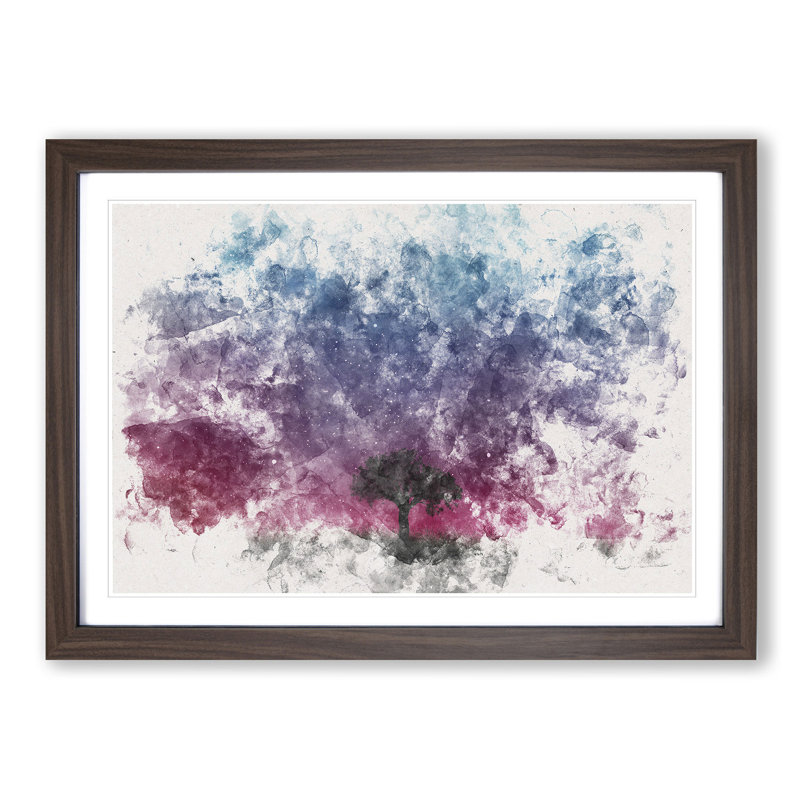 Tree Under the Cosmos - Picture Frame Painting Print, Walnut Framed, 62cm H x 87cm W x 2cm D