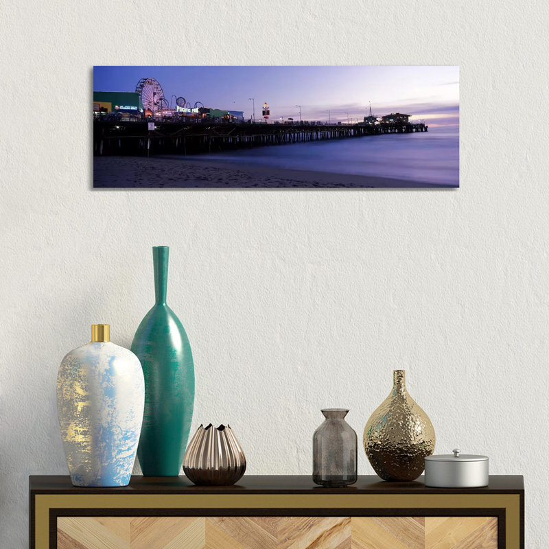 Ferris Wheel In An Amusement Park, Santa Monica Pier, Santa Monica, Los Angeles County, California, USA #2 - Wrapped Canvas Panoramic Print