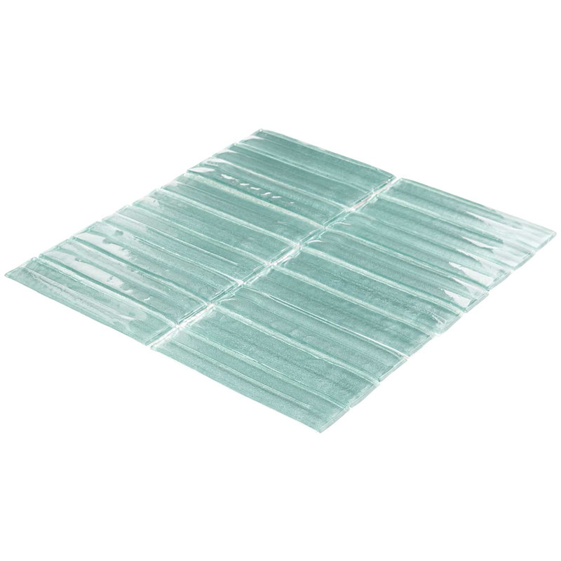 Maya Stacked 12x12 Polished Glass Mosaic Tile, Stacked Ocean