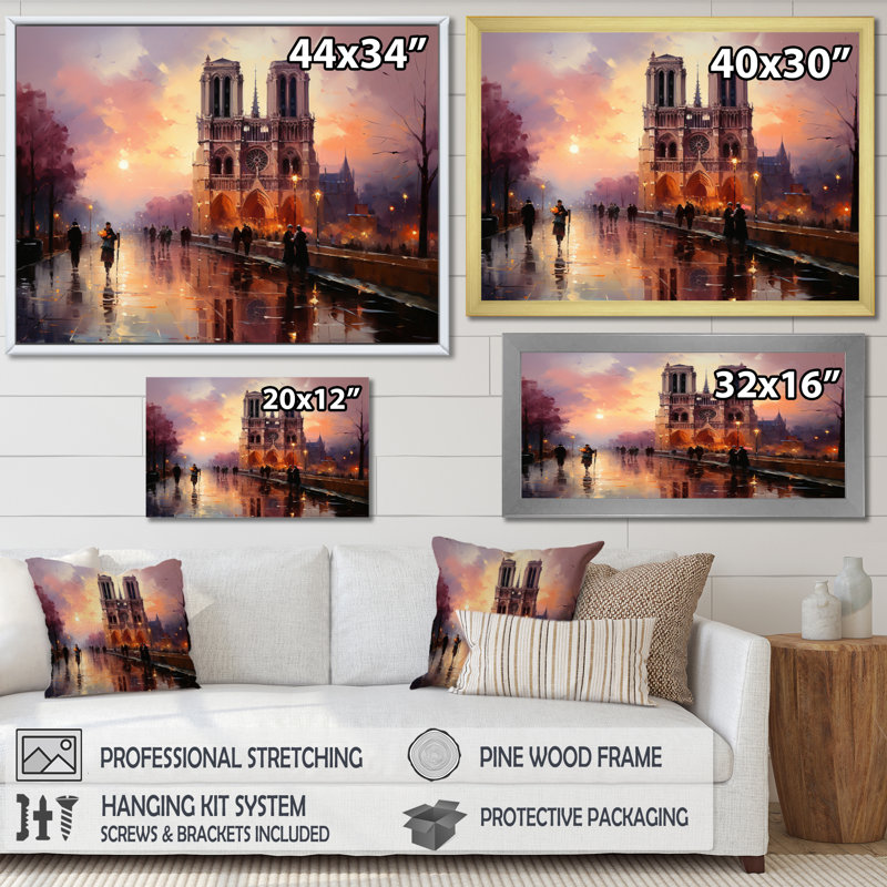 The Normandy Cathedral By Claude V - Spiritual Wall Art Prints, H 24 po x l 32 po x P 1 po, Toile tendue