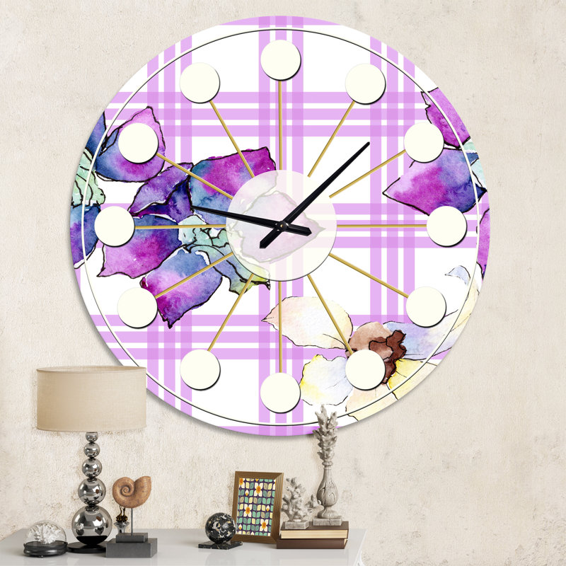 Horloge murale Floral Botanical Retro VII - Mid-Century, Moyenne
