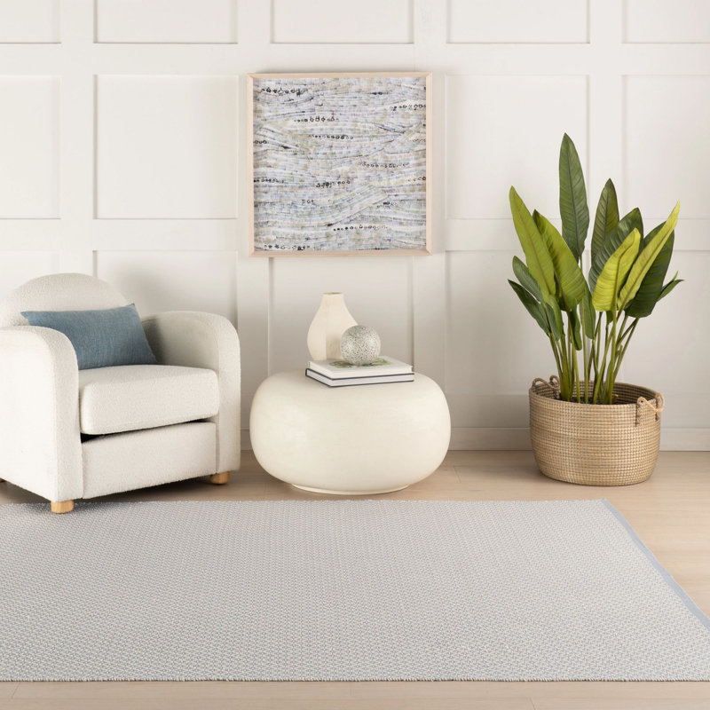 Riviera Swedish Blue Handwoven Indoor/Outdoor Rug, Rectangle 5' x 7'