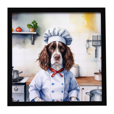 «English Springer Spaniel The Chef», reproduction d'art encadrée