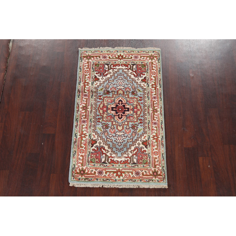 Tapis oriental bleu clair fait à la main 3 x 5