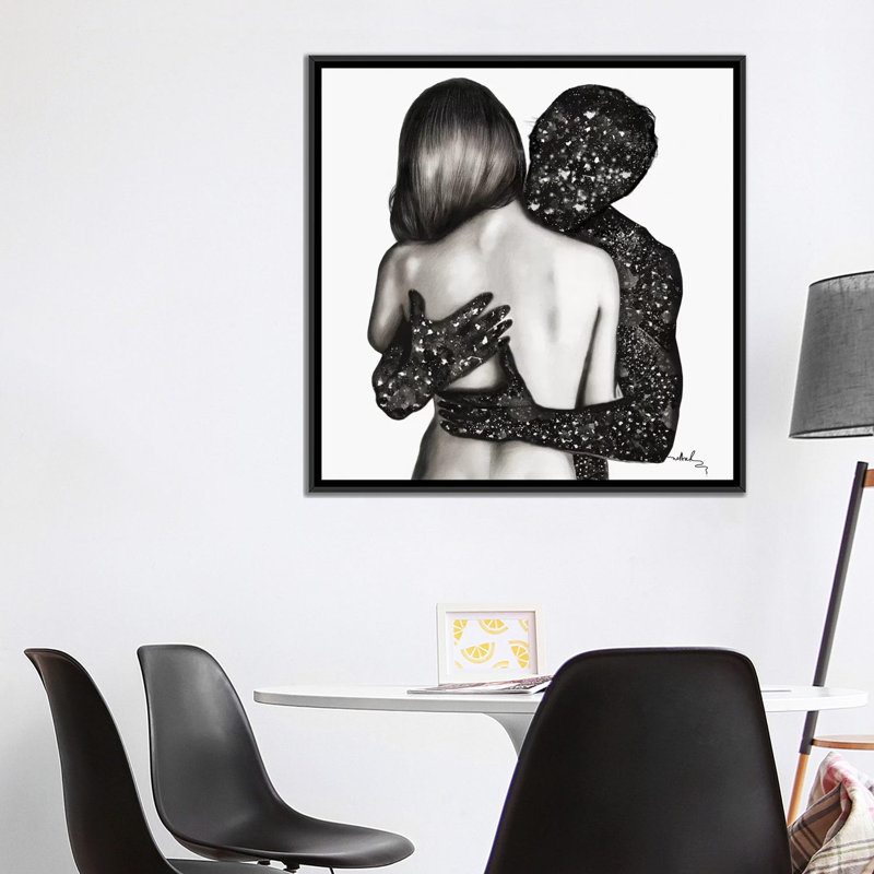 « unusualcouple », impression sur toile, H 18 po x l 18 po x P 1,5 po, Toile avec cadre flottant noir, Pas de tapis