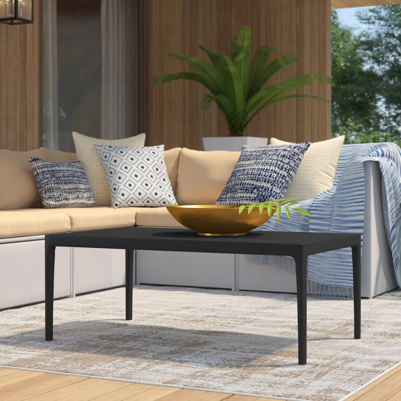 Farrah Rectangular Outdoor Coffee Table , 23.6'' in. W 19.6'' in. D, Black, 23.6"W x 15.7"H x 39.4"L