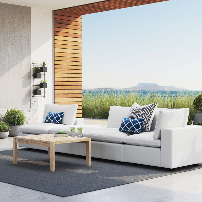 Canapé modulaire d'extérieur pour patio 4 pièces Commix, Blanc