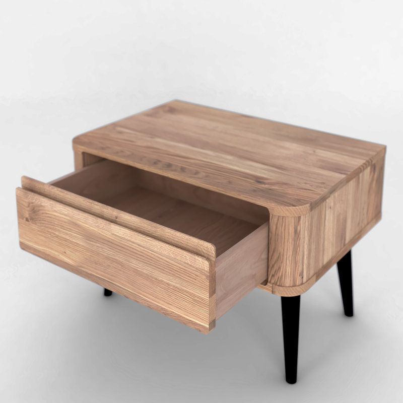 55cm W Solid + Manufactured Wood Bedside Table