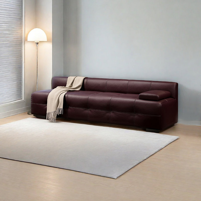 Élégante chaise longue élégante en similicuir, Orienté à droite, Rouge vin