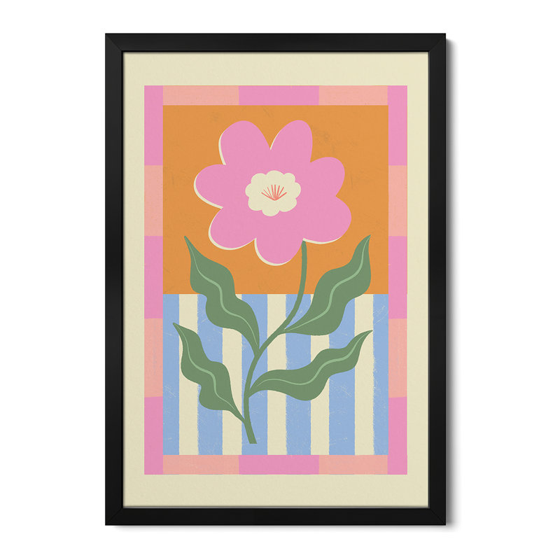 Fleur abstraite rose - reproduction d'art murale - affiche de galerie, H 24 po x l 16 po