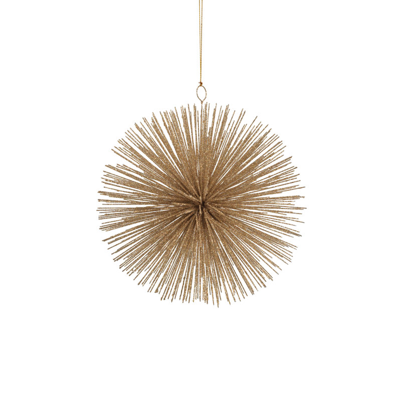 Starburst Hanging Set of 2 Ball Ornament, Dark Champagne