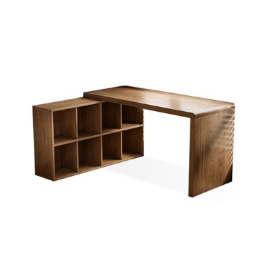 Solid wood desk and lattice bookcase are Combined into one