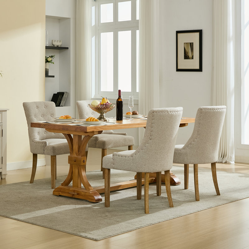 Button-Tufted Upholstered Dining Chair & Side Chair, Brown