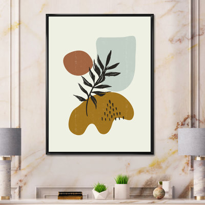 Botanical Minimalist Leaf with Abstract Shapes II - Photographie à cadre flottant sur toile