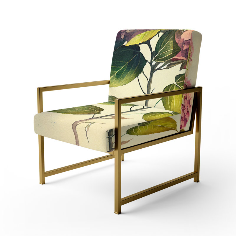 Cropper - Upholstered Floral Accent Arm Chair, Gold
