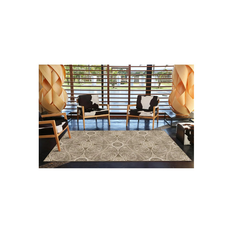 Geometric Woven Base Washable Carpet Izmir, Round 3'4"