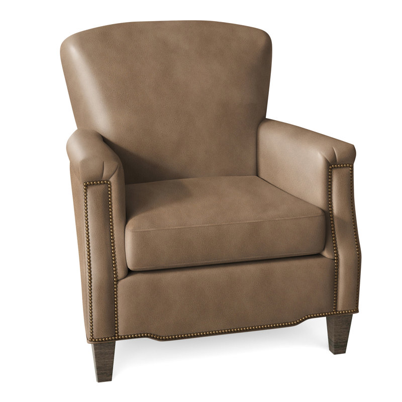 Vincent Armchair, French Natural, Rio Mineral Genuine Leather, Cobblestone