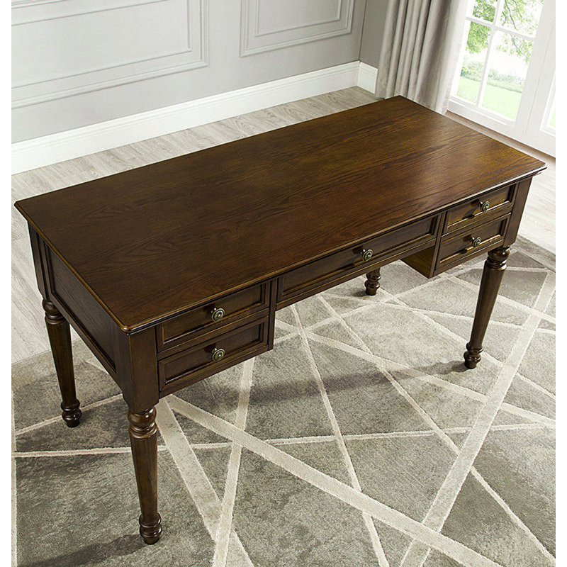 American-Style Country Solid Wood Desk, Brown, 30.7" H x 47.23" W x 23.61" D
