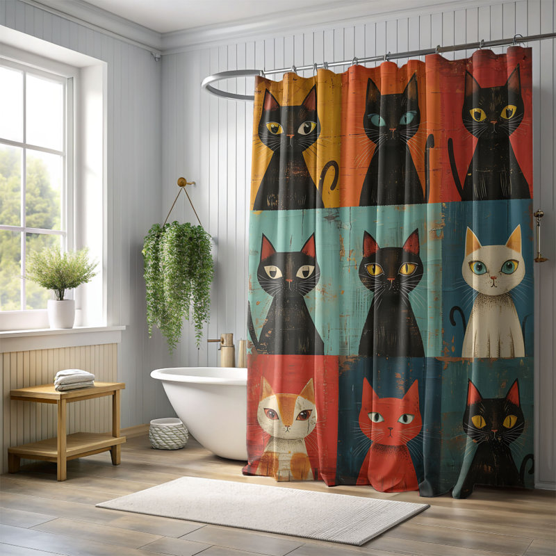 Rideau de douche standard 1 pièce Furry Strokes, H 74 po x l 71 po