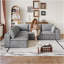 Canapé 99 * 103 po Cloud, tissu en velours côtelé, sièges profonds, conception à deux couches, coussin amovible, sans assemblage, combinaison de bricolage pour le salon, la chambre à coucher, la salle de conférence, l’appartement, gris-38870000