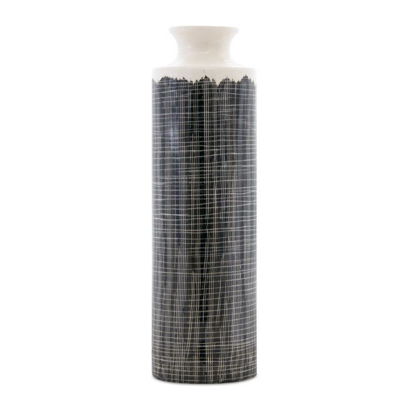Vase de table en terre cuite Merrillan, H 19,25 po x l 9,5 po x P 9,5 po, Noir