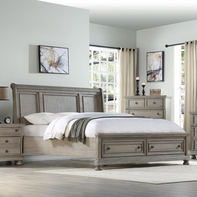 Mid-Century Modern Bed Frame, Queen
