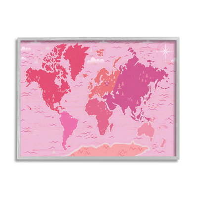 «Pink Tones», carte du monde, pays, éducation, estampe numérique, art texturé par Arrolynn Weiderhold