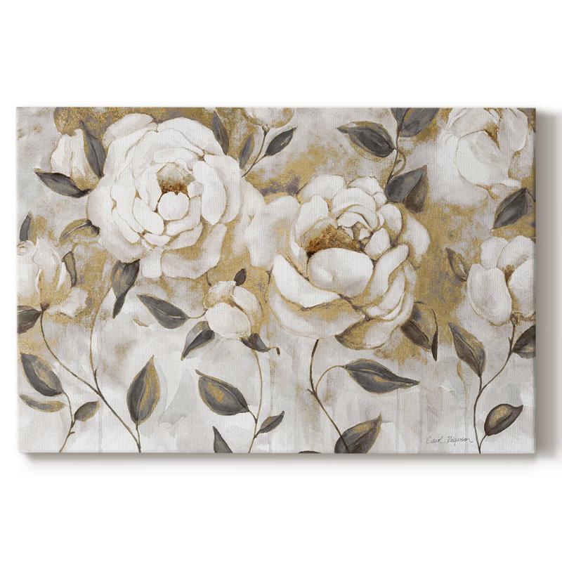 Roses blanches dorées - Cavas enveloppés de galerie, 8 x 12