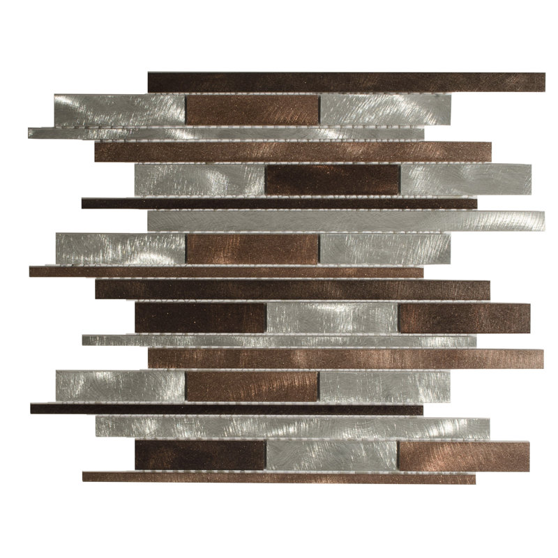Mason 1" x 3" Metal Linear Mosaic Tile, Noce