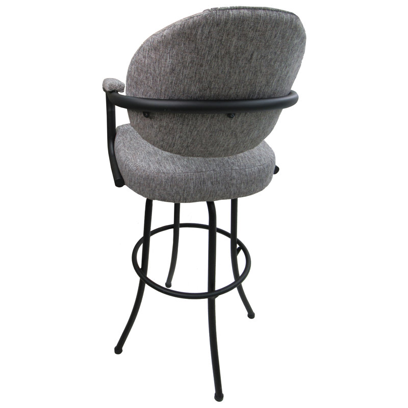 Swivel Upholstered Counter Stool with Metal Frame, Mojave Gray, Black