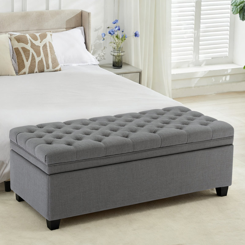 Banc de rangement rembourré en lin 51 po Cassina , Lin gris foncé